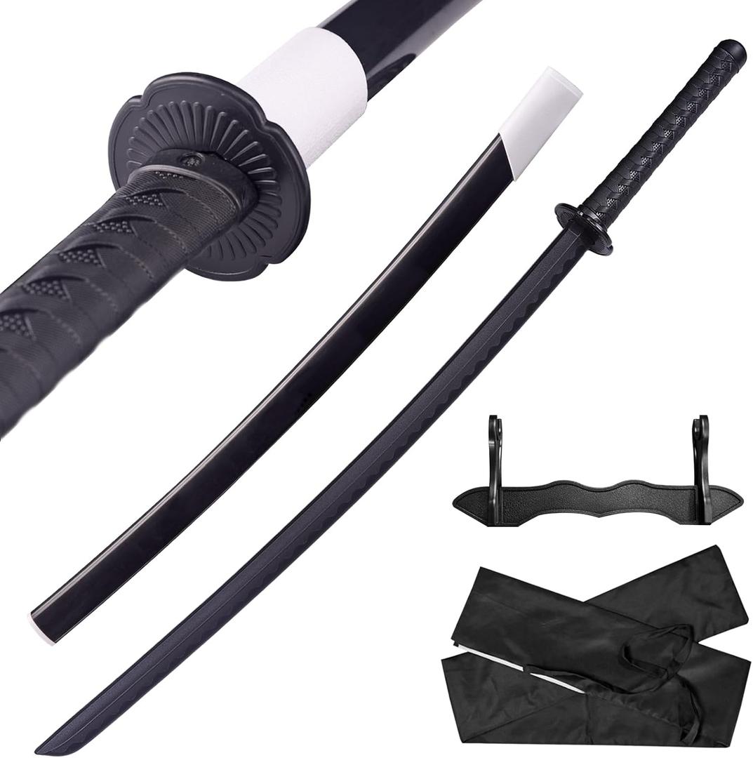 Japanese Katana Sword - Polypropylene Black Blade with Saya, Samurai Training Sword for Cosplay, 40.1 inches