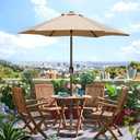 Blissun 7.5 ft Patio Umbrella, Yard Umbrella, Outdoor Market Umbrella with Push Button Tilt Crank (Tan)