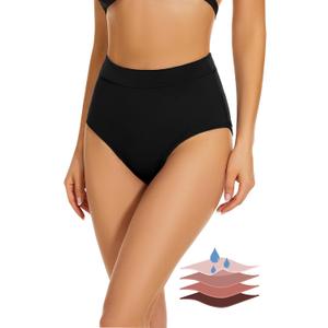 Period Swimwear Bikini Menstrual Leakproof Swim Bottoms UPF 50+ Waterproof Brief Light Flow for Women Girls Teens (Small, Black)