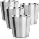 Beasea Stainless Steel Cups 6 oz, 4 Pack Small Stainless Steel Tumbler Bulk Stackable Insulated Mini Cups for Drinking Double Wall Metal Glasses Tin Cups for Home Restaurant Office Party Camping (Straight)