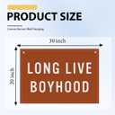 Long Live Boyhood Banner, Toddler Boy Room Decor & Linen Wall Hanging Canvas Banner Flag, Boho Nursery Playroom Toddler & Boys Kids Room Decoration - D20