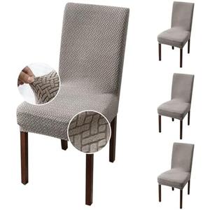 Genina Chair Covers for Dining Room Set of 4 Dining Chair Cover Stretch Kitchen Parsons Chair Covers, Taupe