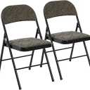 DUMOS Padded Folding Chairs 2 Pack, Dining Patio Chairs, Outdoor Home
Fabric Padded Cushion Back, Portable Stackable, Wedding Party, Patio Garden, Black Grey