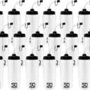 50 Strong 1 Liter Water Bottle with Straw 18-Pack Easy-Squeeze Sports Bottles with Long Straw & Built-In Finger Grip BPA-Free & Made in USA Ideal for Hockey & Team Sports
