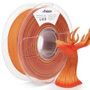 AMOLEN 3D Printing Filament Light Wooden Rainbow Color Change Printer Filament PLA 1KG Spool 1.75mm Red Cedar Maple/Chestnut/Oak/Candlelight 1KG/2.2lb Fit Most FDM and Printer Pen