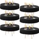 6 Pack  Round Spandex Tablecloth for 72 inch Table, Wrinkle Free Stretchy 120inch Fitted 6FT Round Table Cloths Cover with Skirt for Wedding Birthday Party Dining Banquet Events