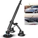 Triple Strong Suction Cup Camera Car Mount for Insta360, with 2in1 Extension Pole/Selfie Stick/Action Camera Adapter Compatible, Compatible with GoPro 11,10,9,8,7 (Black)