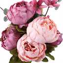 Duovlo Fake Flowers Vintage Artificial Peony Silk Flowers Wedding Home Decoration,Pack of 1 (New Sweetened Bean)