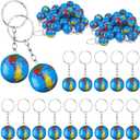 1" Globe Keychains Earth Globe Key Chains Mini Backpack Hook for Travelers