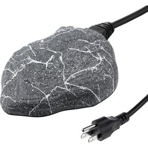 Saillong Bird Bath Deicer Heated Rock, 80W Submersible Utility Decorative De Icer, Thermostatic Controlled Winter Water Heater with Aluminum Base for Outdoor Bird, Chicken, Duck(1 Pack,Gray)