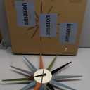 SHISEDECO Modern Sunburst Clock in Multicolor, Non Ticking Wooden Mid Century Retro Design Decorative Silent Wall Quartz Clocks for Home, Living Room, Office and Bedroom etc.