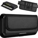 ykooe Rugged Nylon Holster Compatible with iPhone 16 15 14 13 12 & Pro Models, Galaxy S25, S24, S23, S22 Cell Phone Belt Holder for Men, Black - L