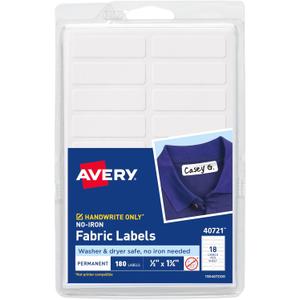 Avery No-Iron Fabric Labels, 1/2" x 1-3/4", Washer and Dryer-Safe Waterproof Labels, Non-Printable, 180 Total (40721)