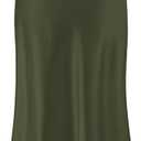 Amy Babe Womens Satin Silk Midi Skirt High Waist A-Line Casual Elastic Waist Long Skirts for Women M