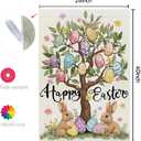 CROWNED BEAUTY Easter House Flag Egg Tree Bunny 28x40 Inch Double Sided Large Holiday Welcome Decoration for Outside Yard
