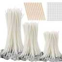 300Pcs Functional Smokeless Candle Wicks - Pre Waxed Cotton Wick with Metal Sustainer Tabs for Pillar Candle Making and DIY, 3.5in+6in+8in