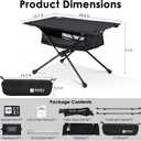 MOONCY Portable Camping Table, Ultralight Beach Table with Oil-Proof Mat and Mesh Storage Bag, Aluminum Alloy Folding Table for Hiking, Tailgating, Backpacking, Fishing, Beach & Picnic, Black