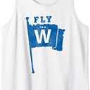 Fly The W Chicago Baseball Winning Flag Distressed Tank Top, Large