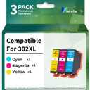 Remanufactured Ink Cartridge Replacement for Epson 302XL 302XL T302XL T302 Color Only for Expression Premium XP-6000 XP-6100 XP6000 XP6100 Printer (1 C/M/Y)