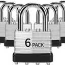Padlocks Keyed Alike, Pack of 6, Laminated Steel Keyed Lock (1-9/16", 40mm), Padlocks with Same Key, Normal Shackle, for Toolbox, Locker & StorageUnit or More