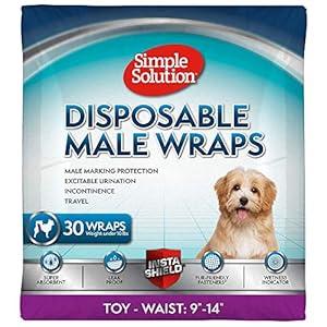 Simple Solution Disposable Male Wraps, Absorbent Leak Proof Belly Bands for Dogs, Incontinence Aid, Puppy Training, Marking Control, and Travel Protection, Toy Dogs, 914 Inch Waist, 30 Count Simple Solution Disposable Male Wraps, Absorbent Leak Proof Belly Bands for Dogs, Incontinence Aid, Puppy Training, Marking Control, and Travel Protection, Toy Dogs, 914 Inch Waist, 30 Count