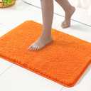 MIULEE Orange Bathroom Rugs, Soft Absorbent Microfiber Bath Rugs Non Slip Quick Dry Fluffy Bath Mats for Bathroom Floor Tub Showers, Machine Washable, 20x30 Inch