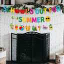 Glitter Schools out for Summer Banner and Colorful Glittery Summer Patterns Banner End of School Year Garland Banner Summer Vacation Beach Pool Party Fireplace Mantle Decorations