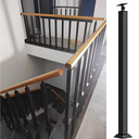 Square Column Stairs Handrails, Black Wrought Iron Staircase Baluster Post, 75cm/29.5inch - 100cm/39.3inch Tall Floor Mount Safety Stair Railing, Guardrail Pillar for Balco(Size:85cm/33.5inch)