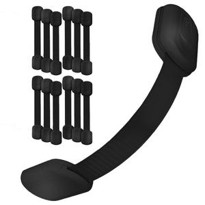 3M Adhesive Child Safety Strap Locks by Baby Proof Me, Baby Latches for Cabinets, Dishwashers, Fridges, Ovens and Trash Cans, Stain Free Toilet Lock (12 Safety Latches) (Black)