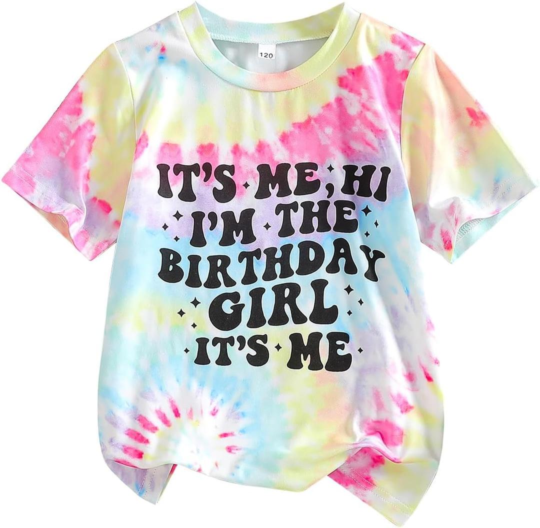 Birthday Girls Shirts for Kids 1-12 Year (2T, Tie-dyeb)