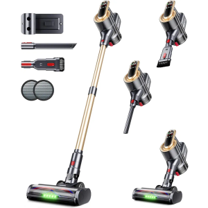 Cordless Vacuum Cleaner, 550W 45Kpa 65Mins Stick Vacuum, Self-Standing Vacuum Cleaners for Home with Wall Dock, LED Display, Anti-tangle Rechargeable Vacuum Cordless for Pet Hair/Carpet/Hard Floor