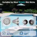 CAtArt 10 Inch Pool Light for Inground Pool,AC120V 6000K Cool White, 10 INCH -50FT