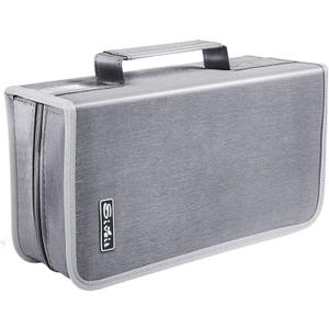 Siveit DVD/CD Case Organizer - 160 Capacity Holder, Portable Wallet Binder for Home & Travel (Black, Silver)