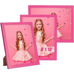 TWING 8x10 Picture Frames Pink 3 Pack,Tabletop 8x10 Pink Frame with Mat for Gallery Wall Decor, Hanging Family Frame Horizontal/Vertical Display for Mother's Day/Birthday Day