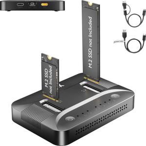 M.2 NVMe SSD Cloner Duplicator, Dual-Bay Docking Station 10Gbps USB C Reader for System OS Migration, Compatible with Steam Deck PS5 Gaming Expansion, PCIe NGFF SATA M-Key B+M 16TB - STK07 Pro