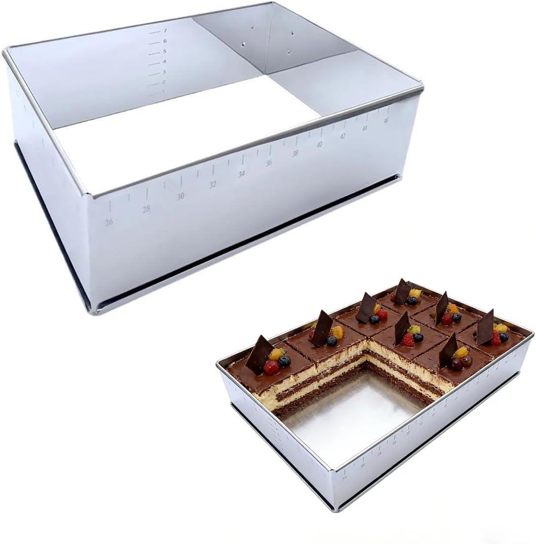 Adjustable Rectangle Mousse Cake Ring Mold,Large Square Springform Stainless Steel Baking Mould,Tiramisu Frame Big Size Heavy Duty Baking Accessories