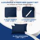 DREAMCARE King Size Sheets Set 4 pcs Cooling Sheets up to 21 Deep Pocket King Sheet Set Hotel Luxury Sheets & Pillowcases Superior Softness 100% Fine Microfiber with Side Pocket Navy Blue