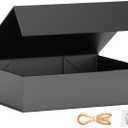 Gift Boxes with Lids, 11.5x7.8x3 In Black Gift Box for Presents Magnetic Closure for T-Shirts, Gloves, Scarves, Books, Baby Clothes, Robes Clothing Gift Wrap, Contains Card, Ribbon