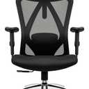 Ergonomic Office Chair - Adjustable Desk Chair with Lumbar Support and Rollerblade Wheels - High Back Chairs with Breathable Mesh - Thick Seat Cushion, Head, and Arm Rests - Reclines (Black)