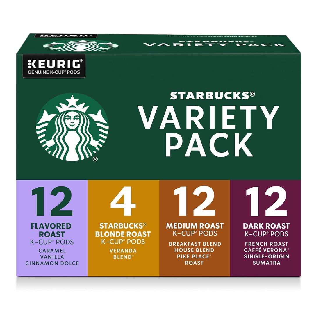Starbucks K-Cup Coffee Pods, Starbucks Blonde, Medium, Dark Roast and Flavored Hot or Iced Coffee, Variety Pack, 40 Keurig Pods (EXP 08/07/26)