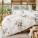 100% Cotton Duvet Cover Queen Size Vintage Floral Duvet Cover Set with Zipper Closure & Corner Ties 3 Pieces Botanical Bedding Sets Soft and Lightweight Comforter Cover for All Seasons