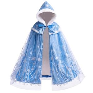 PURFEEL Girls Princess Cape for Elsa Kids Warm Hooded Cloak Dress up S 2-3T