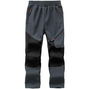 Buyboxs Kids Winter Pants Fleece Lined Waterproof Boys Ski Pants Thermal Outdoor Softshell with Zipper Pockets L