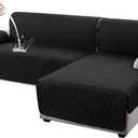 Genina Sectional Couch Covers for Dogs L Shaped Sofa Covers Chaise Lounge Cover Reversible Sofa Cover Sectional Furniture Protector for Pets, Kids (Black, X-Large)