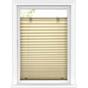 LazBlinds Tool-Free Cordless Pleated Shades with Suction Cups Light Filtering Top Down Bottom Up Pleated Blinds for Window Size 23" W x 65" H, Brown