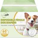 IMMCUTE Dog Diapers Female Small, 60 Count, Breathable & Adjustable Disposable Puppy Diapers, Super Absorbent Female Dog Diapers for Heat, Excitable Urination, Incontinence