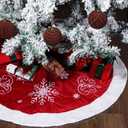 36inch Christmas Tree Skirt Red Luxury Velvet Plush Fur Skirts Snow Sequin Embroidery Tree Skirts with White Lace Trim Decor Xmas Velvet Trees Skirt for Christmas Holiday Party Home Decorations