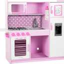 Melissa & Doug Wooden Chefs Pretend Play Toy Kitchen with Ice Cube Dispenser  Cupcake Pink/White - FSC Certified