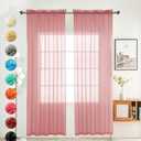 youleyar Solid Sheer Rod Pocket Curtain Voile Draperies 4 Panels White Beige Black Grey Coffee 52 Inch Width 96 Inch Long 1 Pair for Kitchen Bedroom Children Living Room Yard (Blush,52Wｘ96L)