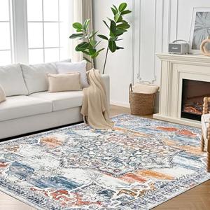 METAHOTS 9x12 Area Rugs for Living Room, Washable Large Area Rugs Non-Slip and Non-Shedding, Boho & Vintage Area Rug for Bedroom,Kitchen, Dining Room (9'x12')